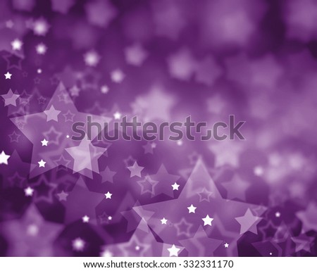 white stars on dark purple background, with blurred bokeh layers of falling stars in random pattern, shining glittering stars on soft purple hues