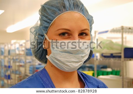 Pretty Female Healthcare Professional with Mask On