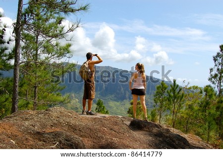 Active Couple Hiking in Hawaii
