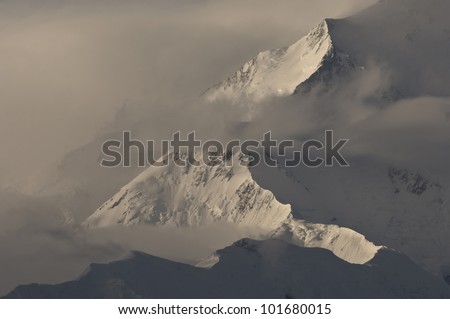 North Peak of Mt McKinley Summit, tallest mountain in North America, Denali National Park, Alaska