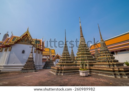 Bangkok, Thailand - Mar 13 , 2015: Wat Pho or Pho temple is the first grade royal monastery, regarded as the most important one during the reign of King Rama I of the Chakri Dynasty