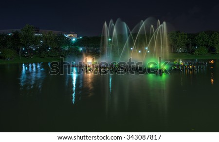 Bangkok, Thailand Nov 22, 2015 Night at Queen Sirikit Park, the botanical garden in Chatuchak district, Bangkok, Thailand. Covering an area of 0.22 kmÃ?Â².