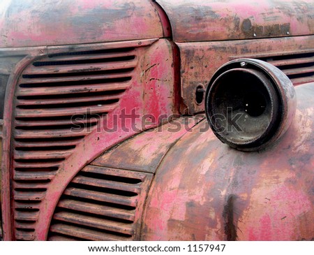 stock photo Rusted Vintage Car Closeup