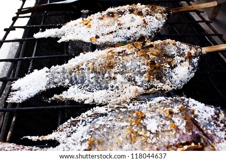 Salt fish grilled on charcoal