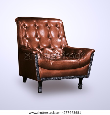 Luxury brown leather chair isolated on white background include clipping path.
