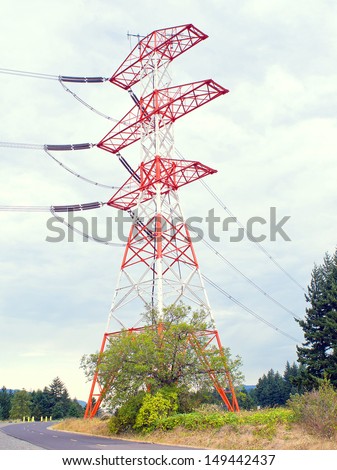 Electric Transmission Tower, Bonneville Lock and Dam - Columbia River Gorge, Washington State