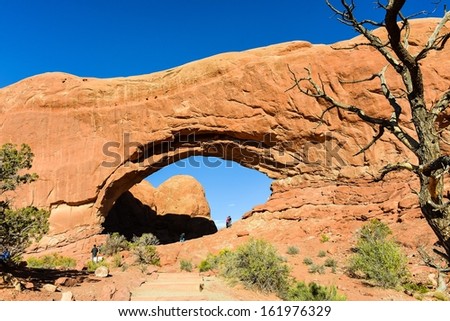 Close Up, North Window Rock Formation in the Famed Arches National Park - Utah