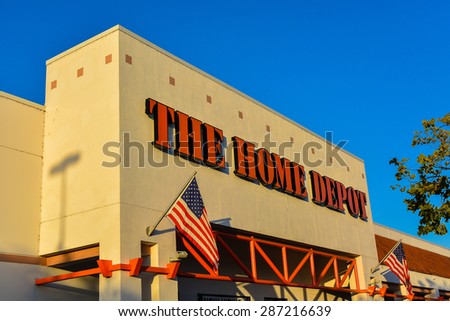 San Carlos, CA, USA - June 14, 2015: Founded in 1978, The Home Depot is a retailer of home improvement and construction products and services. It is the largest home improvement retailer in the USA.