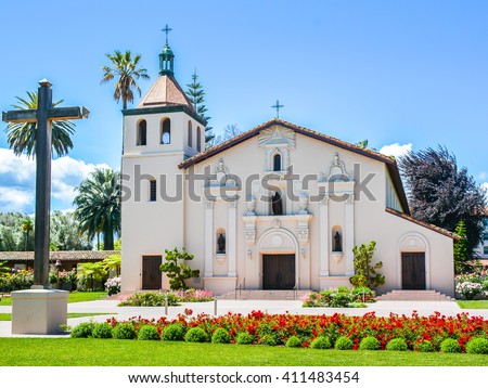 Mission Santa Clara de Asis, the 8th of the 21 missions established by the Spanish missionaries in the state of California. Today, the mission serves as the student chapel for Santa Clara University.