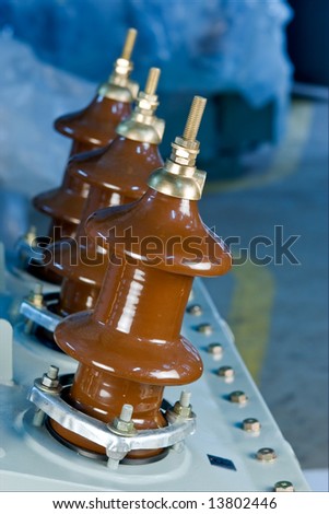 Insulators Of Oil-Filled Transformer - a close-up