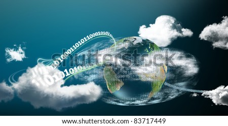 Fast and safe cloud computing on our planet illustrated with digits