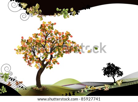 Nature header and footer with beech tree