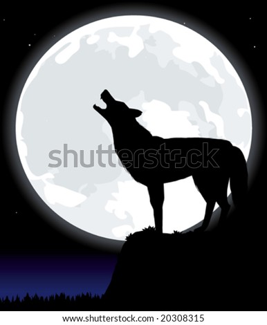 illustration howling wolf