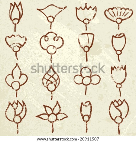 pictures of flowers to draw. stock vector : Draw flowers.
