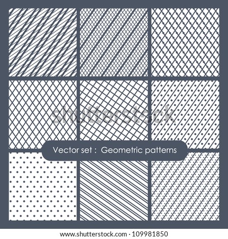 Set of monochrome geometric patterns Seamless textures Set of monochrome geometric patterns Seamless textures