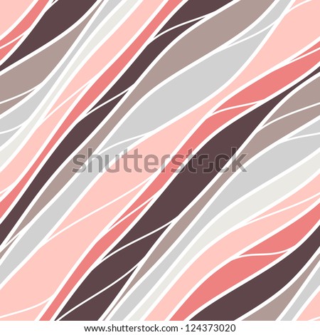 Seamless Pattern. Texture Of Pastel Wavy Diagonal Stripes. Stylish Abstract Background
