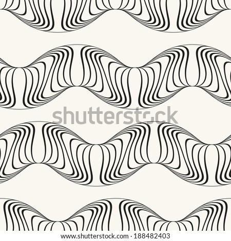 Seamless ripple pattern. Repeating vector texture. Striped waves. Graphic background