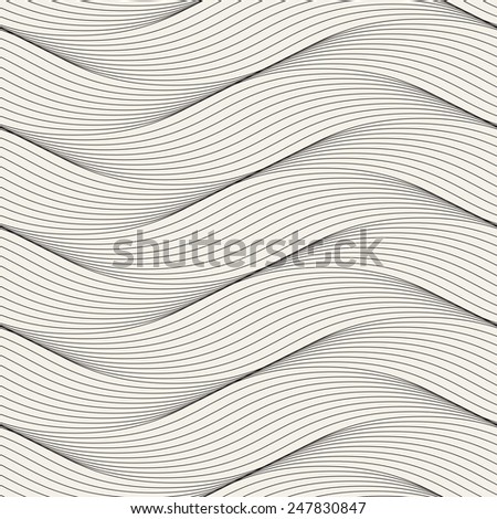 Seamless ripple pattern. Repeating vector texture. Wavy graphic background. Simple linear waves
