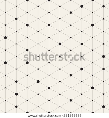 Vector seamless pattern. Modern stylish texture. Repeating geometric background with linear triangles. Variously sized circles in nodes