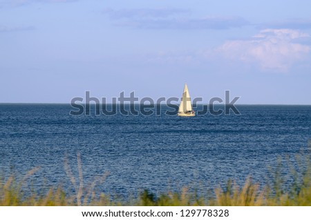 Sailing boat sailing on a lake Ontario, Canada