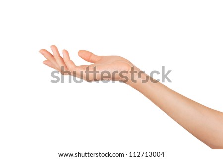Close-up of beautiful woman's hand isolated on white background Palm up Close-up of beautiful woman's hand isolated on white background Palm up