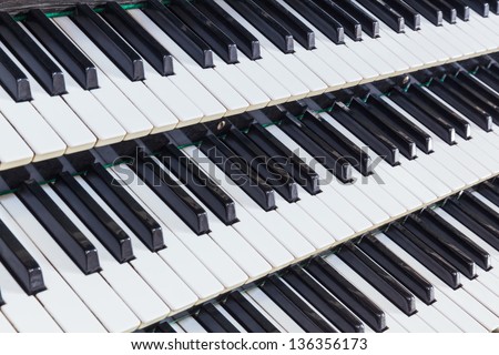 Organ music keys close-up