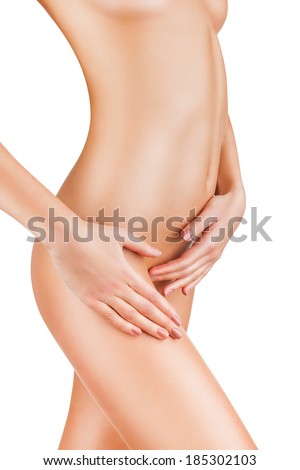 Beautiful naked female body isolated on white background Beautiful naked female body isolated on white background