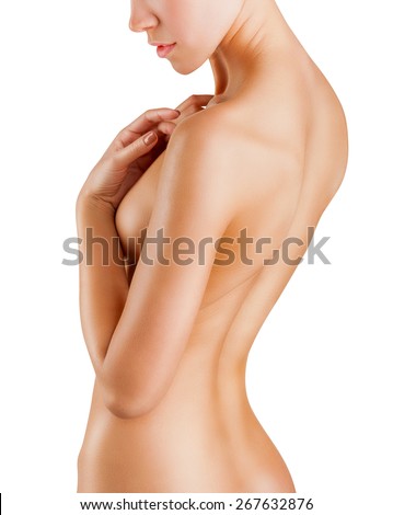 Beautiful back of a young woman isolated on white background Beautiful back of a young woman isolated on white background