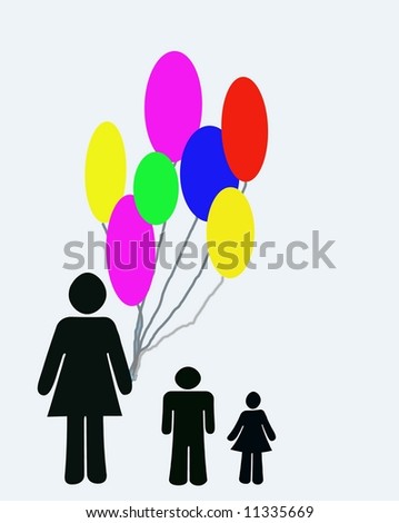 Family with balloons