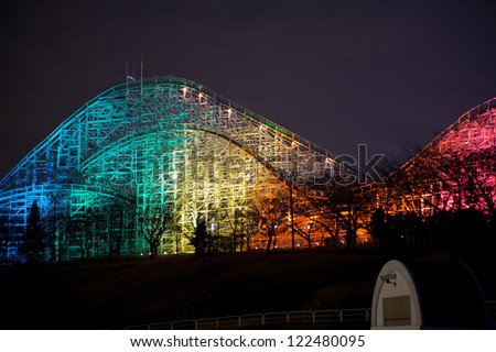 roller coaster at night