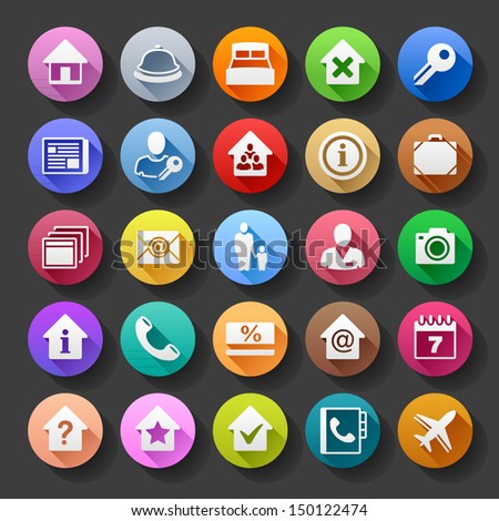 Flat style hotel icons Flat style hotel icons