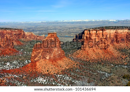 Eye catching rock formations tower over the valley at Colorado National Monument