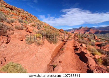 South Kaibab Trail makes its way down into the Grand Canyon in northern Arizona