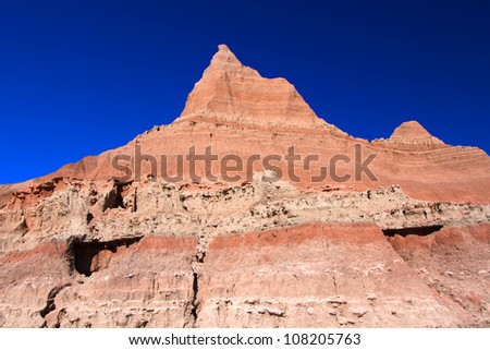 Rugged rock formations of the Badlands National Park in South Dakota