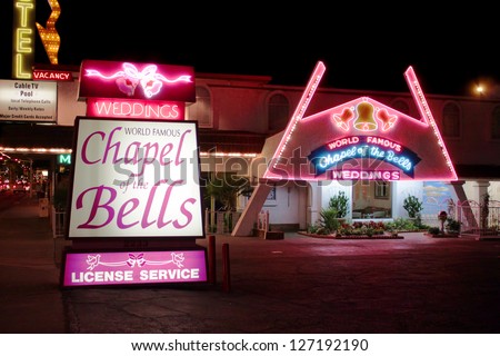 Las Vegas - August 26: Chapel Of The Bells On August 26, 2009 In Las Vegas. This Wedding Chapel Has Been In Business Over 50 Years.
