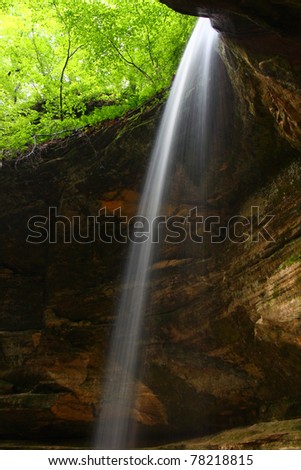 Water flows over beautiful Owl Canyon Falls at Starved Rock State Park of Illinois