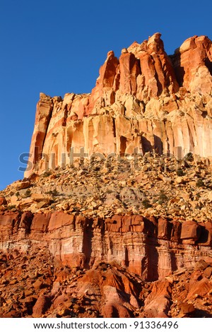 Red rock formations dominate the landscape of Capitol Reef National Park in Utah