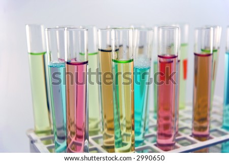 A nice and colorful picture of test tubes.  Horizontal orientation