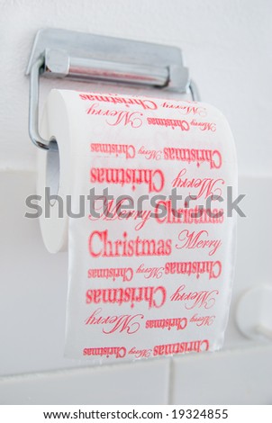 A funny picture of Toilet Paper with Merry Christmas on it. Very different from other x-mas pictures