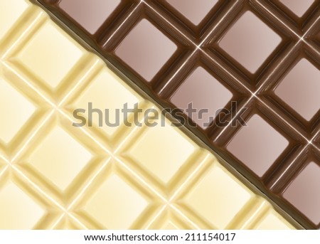 Top view of milk and white chocolate bars