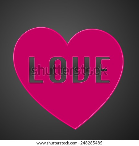 Pink neon text with neon heart on the dark grey background.