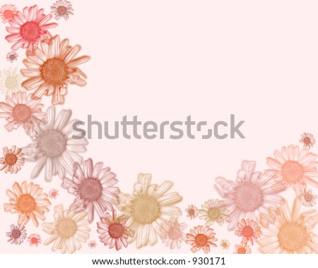 Pastel coloured Daisy frame, on pastel background.