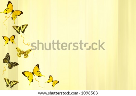 Detailed yellow and black butterflies over yellow.