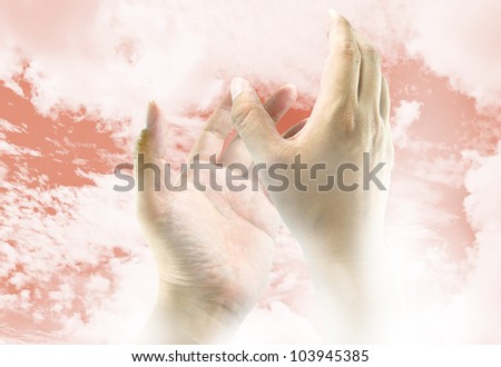 Hands reaching to the sky, the image ideas for spiritual concept