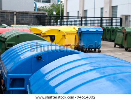 Plastic bins in recycle center