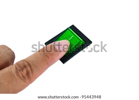 Hand turning off electrical switch with clipping path