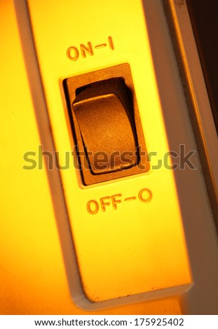 Close up of an on off switch