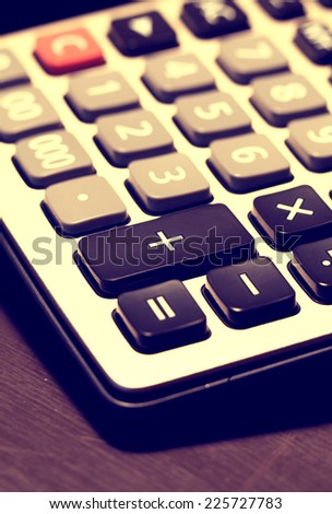 Close up of Calculator key pad buttons