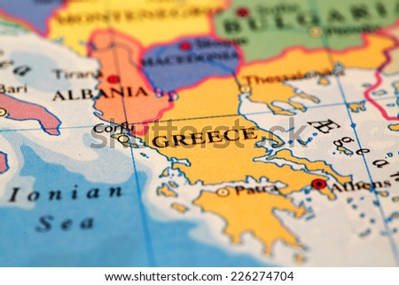 Greece  on atlas world map