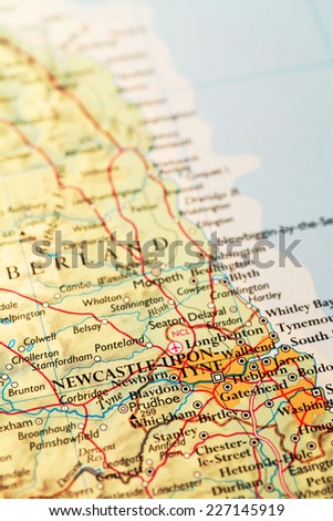 Newcastle upon Tyne, England on atlas world map